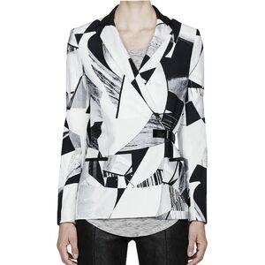 Helmut Lang Cubist Jacket EUC Size 0 Black and White Print
